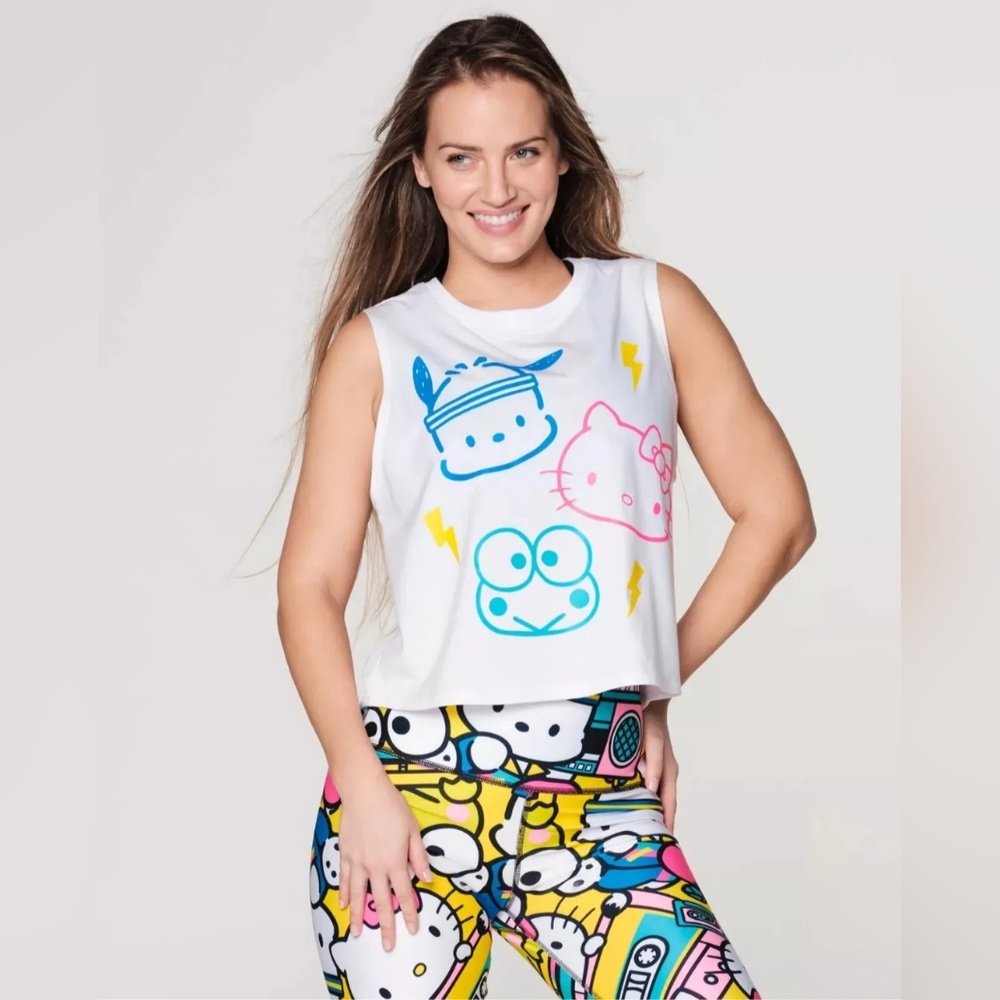 NWT still sealed ZUMBA HELLO KITTY  "Wear it out white" tank top size xl